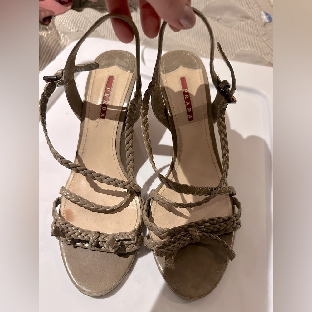 Prada Women's Tan Braided Sandals